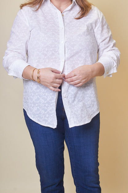 Camisa Branca Bordado Inglês